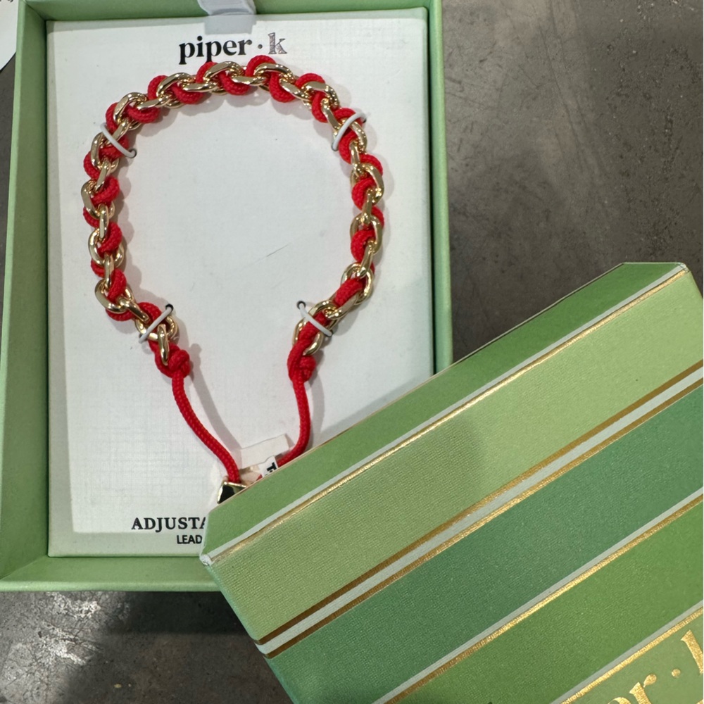 Piper K Red and Gold adjustable Bracelet- comes in bow ready to gift (or store😍)
